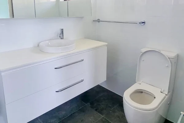image of a toilet with bathroom vanity beside it from bathroom renovations in st clair