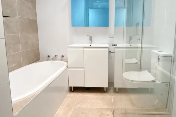 image of a bathroom newly renovated on hurlstone park bathroom renovations