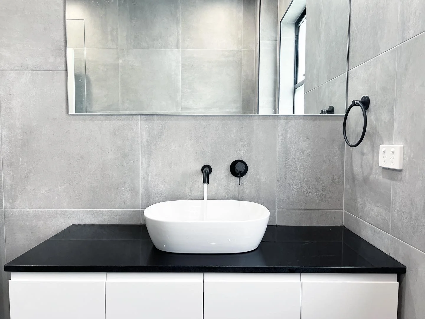 Bathroom vanity from a recent renovation project in Homebush West with Hydro Plumbing Services