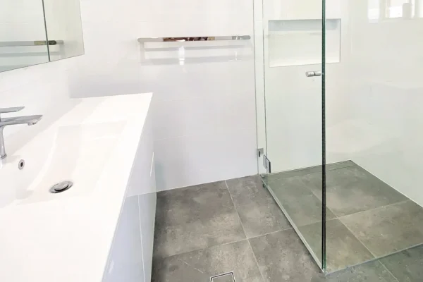 image of a bathroom with shower that was completed on bathroom renovations west hoxton