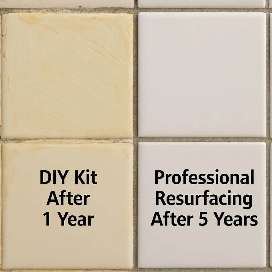 concept image for comparison on DIY and Professional service for topic on bathroom tile resurfacing cost