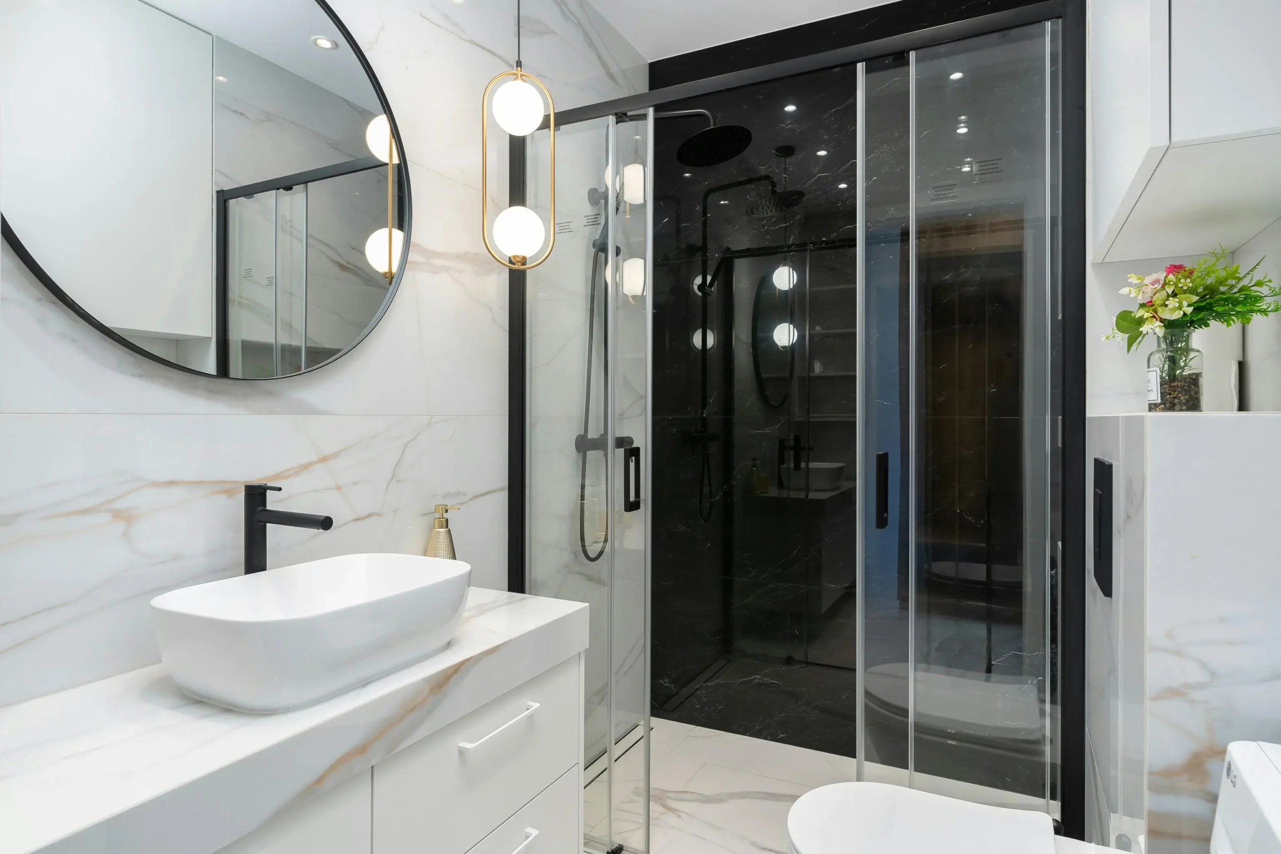 sample image of a modern bathroom for topic about plumbing in bathroom renovations
